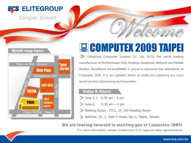 ECS Presents Her Full Product Lines in Computex 2009