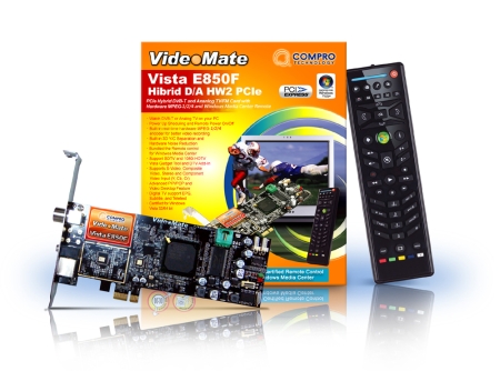 Compro VideoMate Vista E850F PCIe Hybrid DVB-T & Analog TV/FM Card with Hardware MPEG-4 encoder