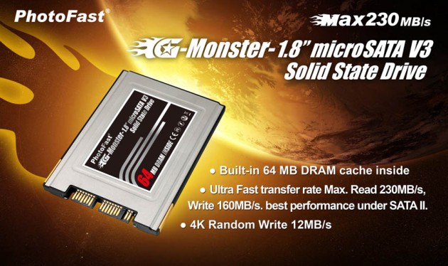 PhotoFast G-Monster 1.8 microSATA V3 SSD -- 64MB Cache DRAM INSIDE