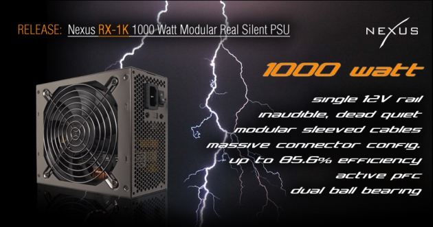 Nexus Introduces RX-1K 1000 Watt Modular Real Silent PSU